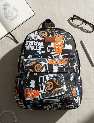 KSC Star Wars Printed Black Backpack – Stylish Cartoon School Bag for Boys & Girls, Lightweight College & Travel Daypack