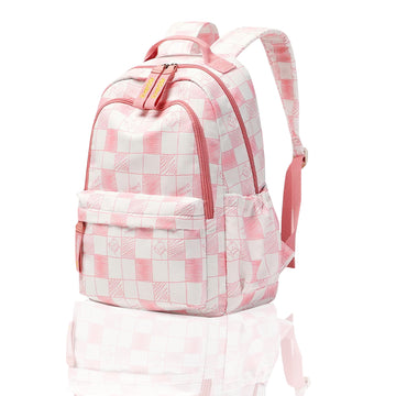 Cute Cat Print School Backpack for Girls | Lightweight Pink Kids School Bag with Multiple Compartments | Water-Resistant Travel & Tuition Backpack