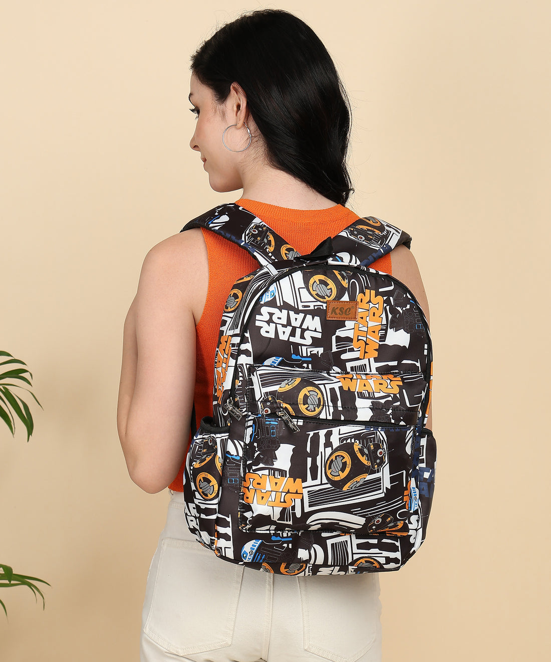 KSC Star Wars Printed Black Backpack – Stylish Cartoon School Bag for Boys & Girls, Lightweight College & Travel Daypack