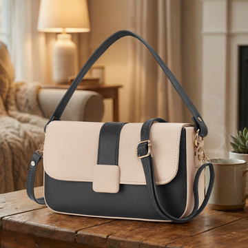 KSC Women’s Grey & Beige Sling Bag – Premium Two-Tone Shoulder Handbag with Adjustable Strap, Elegant Crossbody Purse for Office & Party Wear