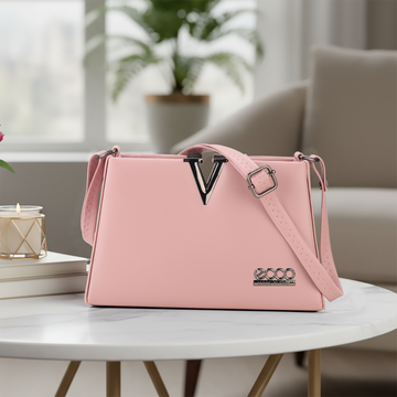 KSC Women’s Pink Designer Shoulder Handbag – Premium Leatherette Crossbody Purse with Adjustable Strap for Office & Party Use