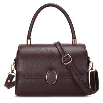KSC Women’s Brown Elegant Handbag – Premium Textured Top Handle Sling Bag with Adjustable Strap, Stylish Office & Party Shoulder Purse