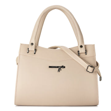 KSC Women’s White Structured Handbag – Premium Leatherette Tote Bag with Shoulder Strap, Spacious Office & Daily Use Purse