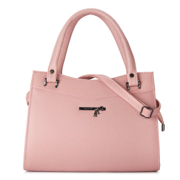 KSC Women’s Pink Structured Handbag – Premium Leatherette Tote Bag with Shoulder Strap, Spacious Office & Daily Use Purse