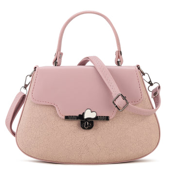 KSC Women’s Pink  Designer Handbag – Elegant Textured Top Handle Sling Bag with Adjustable Strap, Stylish Shoulder Purse for Office & Party