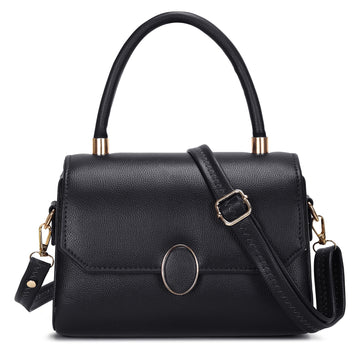 KSC Women’s Black Elegant Handbag – Premium Top Handle Sling Bag with Adjustable Shoulder Strap, Stylish Office & Party Wear Purse