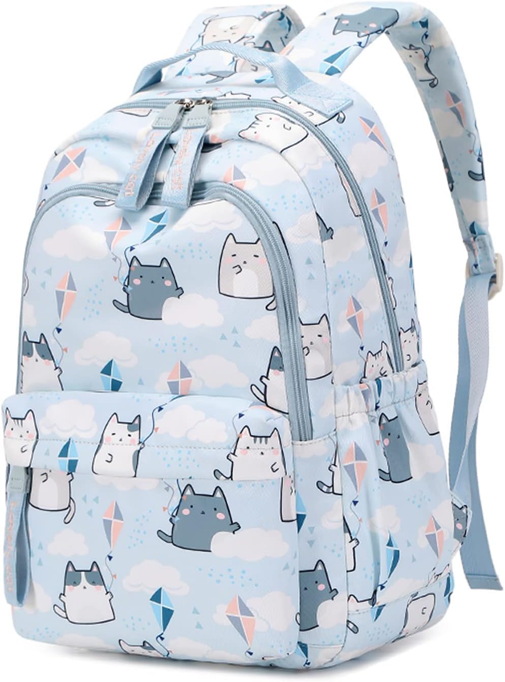 Cute Cat Print School Backpack for Girls | Lightweight Blue Kids School Bag with Multiple Compartments | Water-Resistant Travel & Tuition Backpack (Copy)