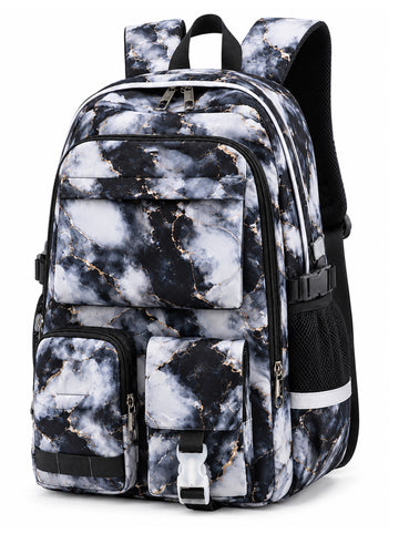 KSC Premium Marble Print Travel Backpack for Men & Women | Multi-Compartment Laptop & College Bag