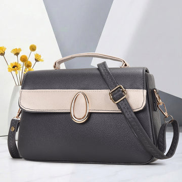 KSC Women’s Grey & Beige Handbag – Elegant Two-Tone Sling Bag with Oval Metal Detail, Premium Shoulder & Crossbody Purse for Office and Party Wear