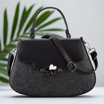 KSC Women’s Black Designer Handbag – Stylish Textured Sling Bag with Top Handle & Adjustable Shoulder Strap, Elegant Party & Office Purse