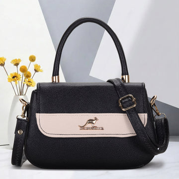 KSC Premium Black & Beige Handbag for Women | Elegant Top Handle with Detachable Sling | Stylish Office, Party & Casual Shoulder Bag