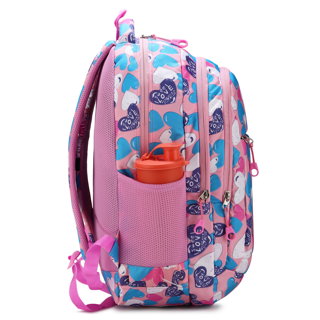 Heart Print School Backpack for Girls | Lightweight Multi-Compartment Kids School Bag | Stylish  Travel & Tuition Backpack
