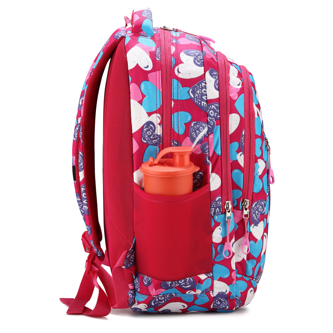 Heart Print School Backpack for Girls | Lightweight Multi-Compartment Kids School Bag | Stylish  Travel & Tuition Backpack
