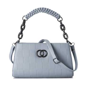 KSC Women’s Grey Checkered Shoulder Handbag – Premium Leatherette Crossbody Purse with Chain Handle for Party & Daily Use