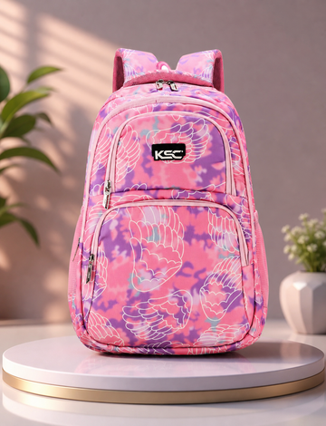 Pink Printed School Backpack for Girls & Boys | Lightweight Water-Resistant College & Travel Bag | Multi-Compartment Stylish Laptop Backpack