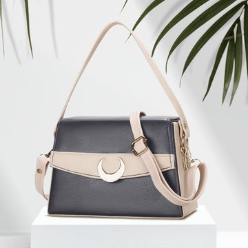 KSC Premium Grey & Beige Designer Handbag for Women | Elegant Top Handle & Crossbody Sling Bag | Stylish Office, Party & Casual Purse