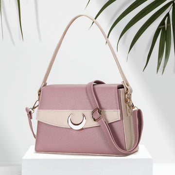 KSC Premium Pink & Beige Designer Handbag for Women | Elegant Shoulder & Crossbody Sling Bag | Stylish Office, Party & Casual Purse