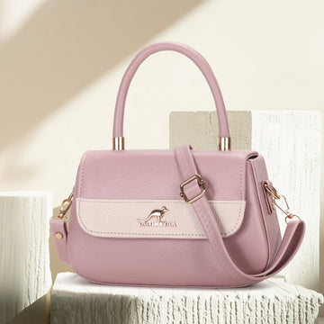 KSC Premium Pink & Beige Handbag for Women | Elegant Top Handle with Detachable Sling | Stylish Office, Party & Casual Shoulder Bag