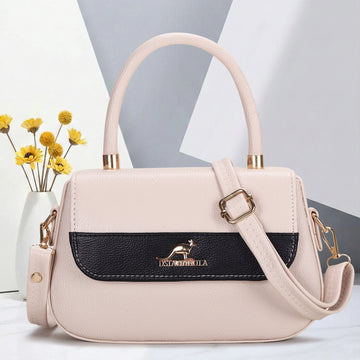 KSC Premium Cream & Black Handbag for Women | Elegant Top Handle with Detachable Sling | Stylish Office, Party & Casual Shoulder Bag